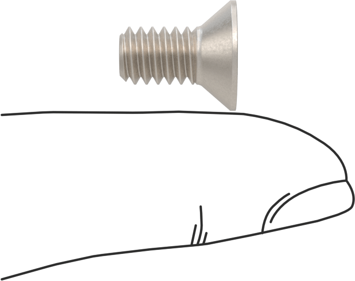 Titanyum Phillips Düz Başlı Vida, 1/4"-20 Diş Boyutu, 1/2" Uzunluk