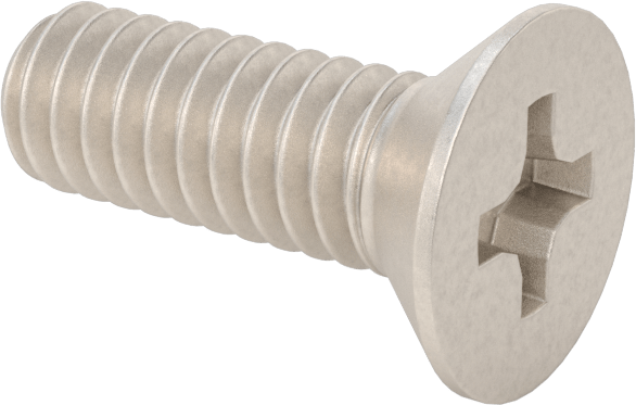Titanyum Phillips Düz Başlı Vida, 1/4"-20 Diş Boyutu, 3/4" Uzunluk