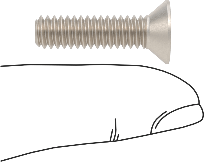 Titanyum Phillips Düz Başlı Vida, 1/4"-20 Diş Boyutu, 1" Uzunluk