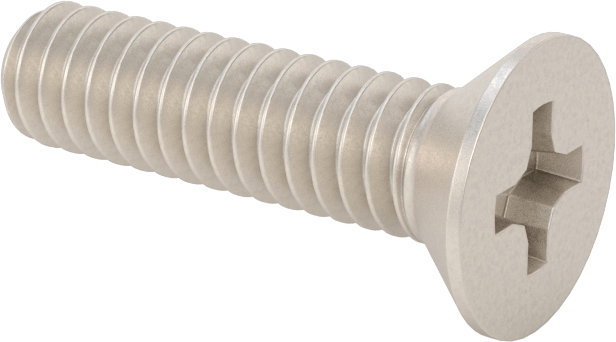 Titanyum Phillips Düz Başlı Vida, 1/4"-20 Diş Boyutu, 1" Uzunluk