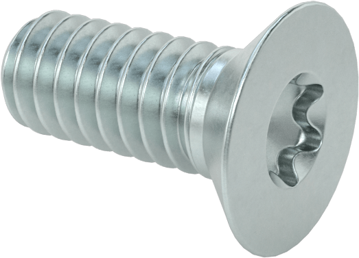 Çinko Kaplı Çelik Torx Düz Başlı Vidalar, M2 x 0,4 mm Diş Boyutu, 5 mm Uzunluk