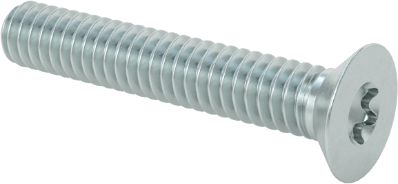 Çinko Kaplı Çelik Torx Düz Başlı Vidalar, M2 x 0,4 mm Diş Boyutu, 12 mm Uzunluk