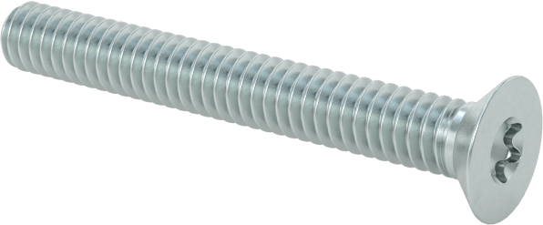 Çinko Kaplı Çelik Torx Düz Başlı Vidalar, M2 x 0,4 mm Diş Boyutu, 16 mm Uzunluk