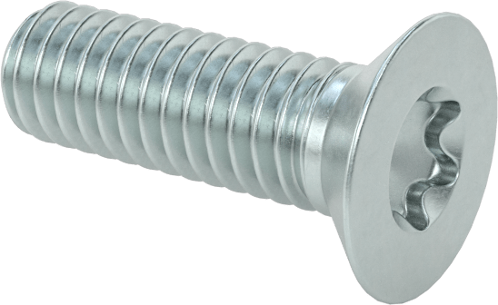 Çinko Kaplı Çelik Torx Düz Başlı Vidalar, M2,5 x 0,45 mm Diş Boyutu, 8 mm Uzunluk