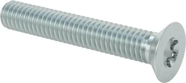 Çinko Kaplı Çelik Torx Düz Başlı Vidalar, M2,5 x 0,45 mm Diş Boyutu, 16 mm Uzunluk