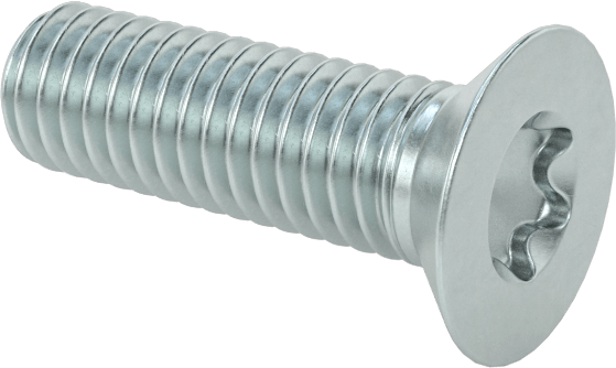 Çinko Kaplı Çelik Torx Düz Başlı Vidalar, M3 x 0,5 mm Diş Boyutu, 10 mm Uzunluk