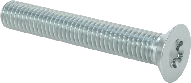 Çinko Kaplı Çelik Torx Düz Başlı Vidalar, M3 x 0,5 mm Diş Boyutu, 20 mm Uzunluk