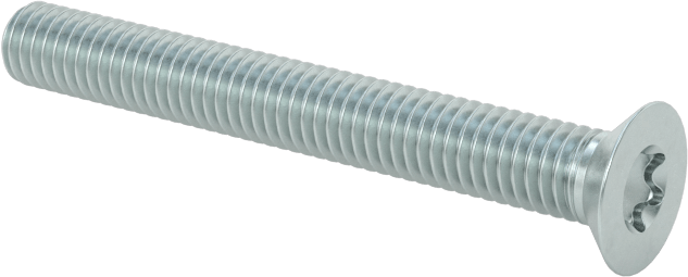 Çinko Kaplı Çelik Torx Düz Başlı Vidalar, M3 x 0,5 mm Diş Boyutu, 25 mm Uzunluk