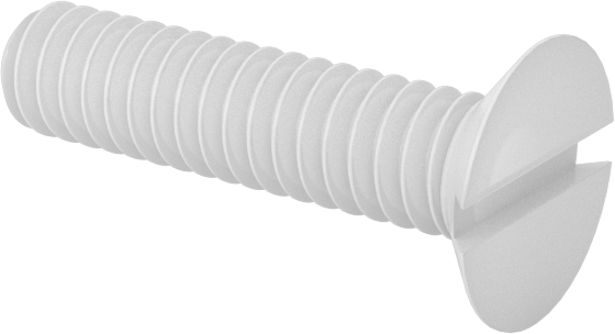 Naylon Oluklu Düz Başlı Vidalar, 100 Derece Havşa Açısı, 2-56 Diş Boyutu, 3/8" Uzunluk
