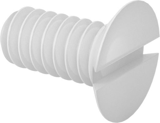 Naylon Oluklu Düz Başlı Vidalar, 100 Derece Havşa Açısı, 4-40 Diş Boyutu, 1/4" Uzunluk