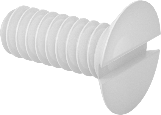 Naylon Oluklu Düz Başlı Vidalar, 100 Derece Havşa Açısı, 6-32 Diş Boyutu, 3/8" Uzunluk