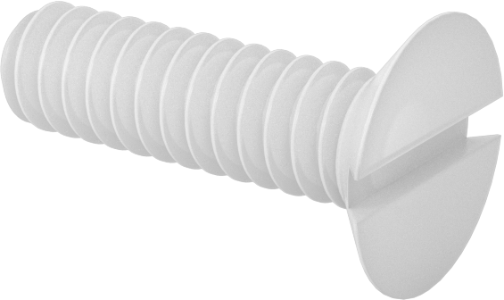 Naylon Oluklu Düz Başlı Vidalar, 100 Derece Havşa Açısı, 6-32 Diş Boyutu, 1/2" Uzunluk