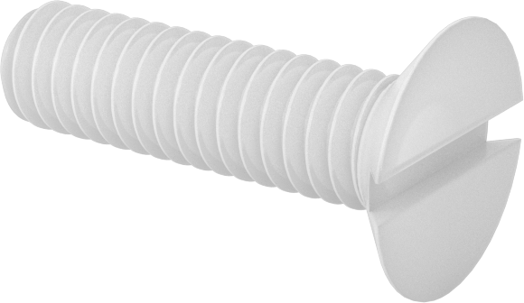 Naylon Oluklu Düz Başlı Vidalar, 100 Derece Havşa Açısı, 8-32 Diş Boyutu, 5/8" Uzunluk