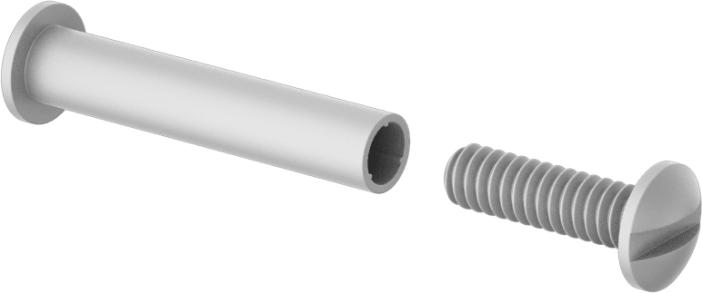Plastik Presle Takılan Bağlama Silindirleri ve Vidaları, 1-1/4" Minimum Kalınlık için