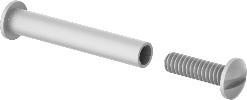Plastik Presle Takılan Bağlama Silindirleri ve Vidaları, 1-1/2" Minimum Kalınlık için