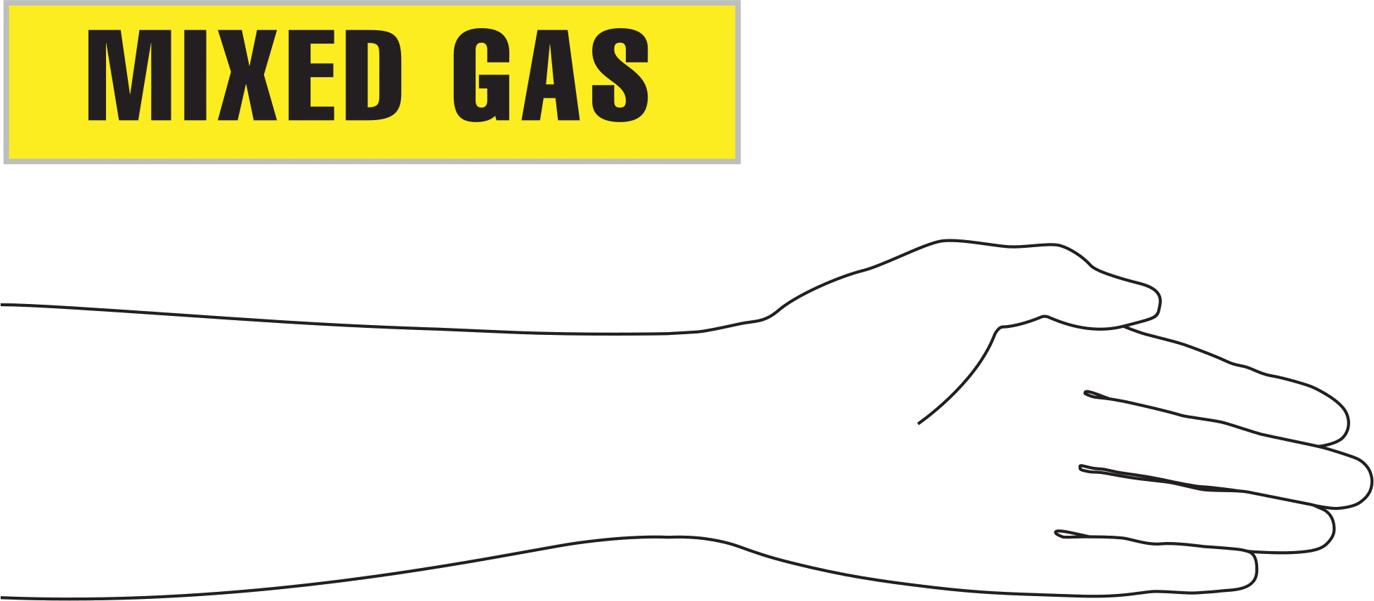 Sıvı ve Gaz Depolama Etiketi, Karışık Gaz Mesajı ile, 2 inç Yükseklik x 9 inç Genişlik