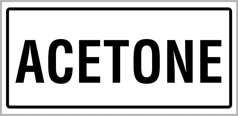 Sıvı ve Gaz Depolama Etiketi, Asetonlu Mesajlı, 3“ Yükseklik x 7” Genişlik