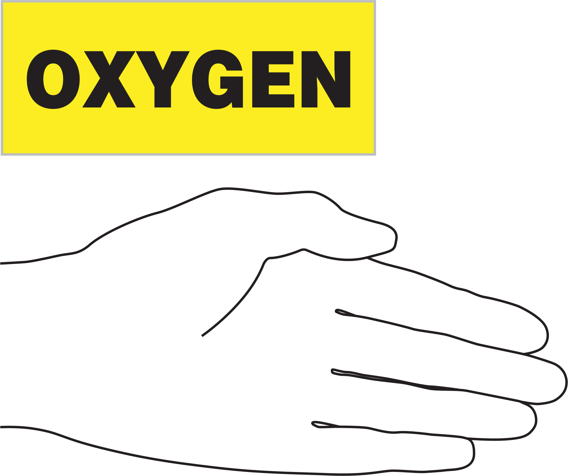Sıvı ve Gaz Depolama Etiketi, Oksijen Mesajlı, 2 inç Yükseklik x 5 inç Genişlik