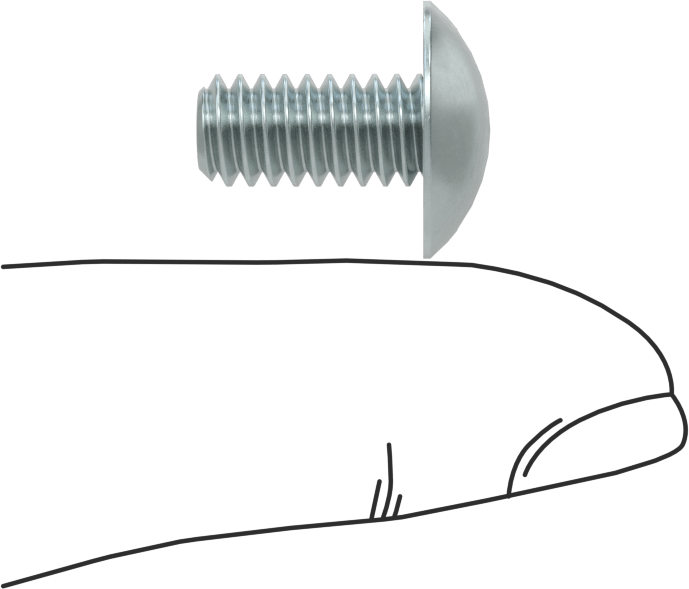 Çelik Ekstra Geniş Bombe Başlı Oluklu Vidalar, Çelik, 1/4"-20 Diş Boyutu, 1/2" Uzunluk