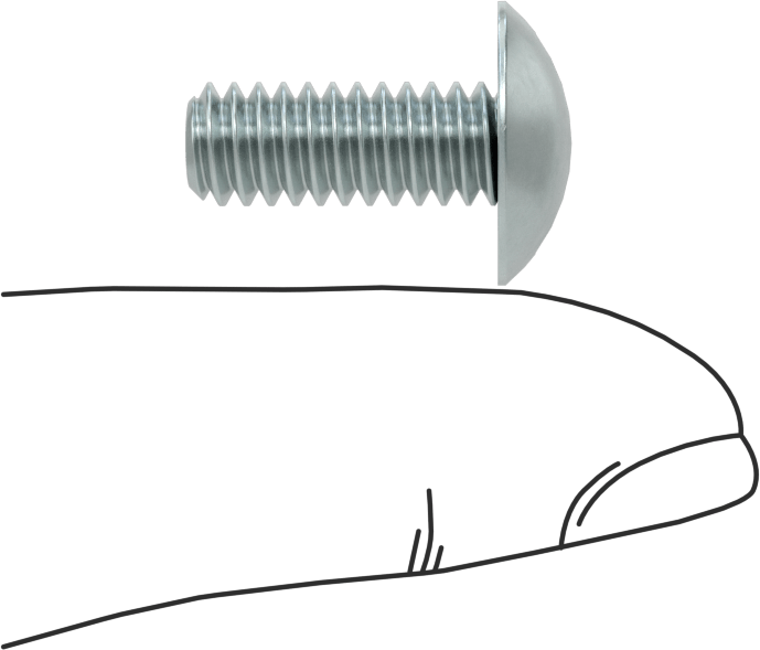 Çelik Ekstra Geniş Bombe Başlı Oluklu Vidalar, Çelik, 1/4"-20 Diş Boyutu, 5/8" Uzunluk