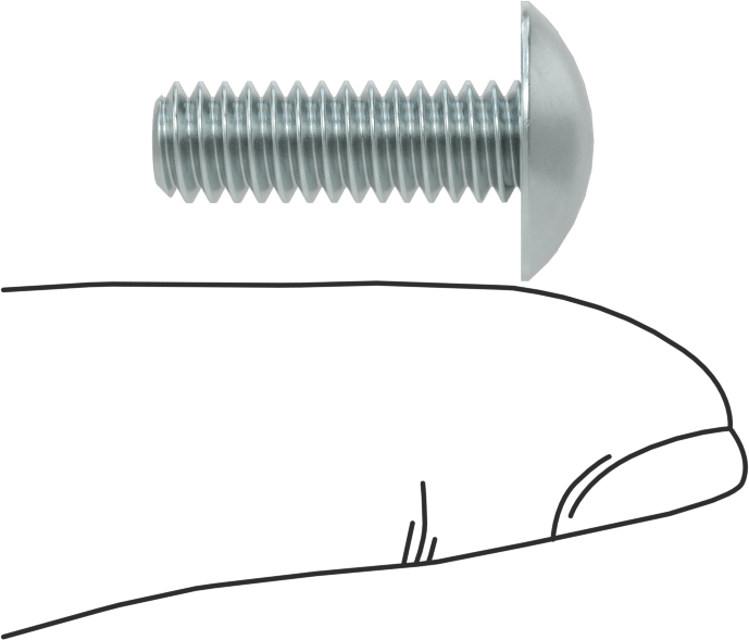 Çelik Ekstra Geniş Bombe Başlı Oluklu Vidalar, Çelik, 1/4"-20 Diş Boyutu, 3/4" Uzunluk