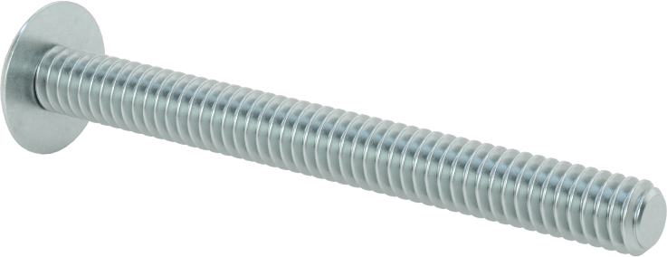 Çelik Ekstra Geniş Bombe Başlı Oluklu Vidalar, Çelik, 1/4"-20 Diş Boyutu, 2-1/2" Uzunluk