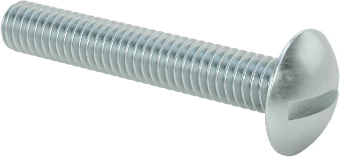 Çelik Ekstra Geniş Bombe Başlı Oluklu Vidalar, Çelik, 5/16"-18 Diş Boyutu, 2" Uzunluk