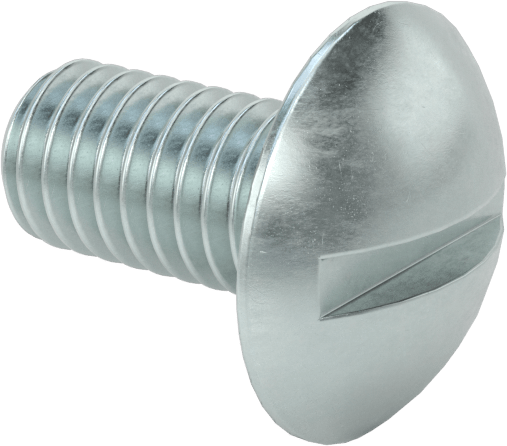 Çelik Ekstra Geniş Bombe Başlı Oluklu Vidalar, Çelik, 3/8"-16 Diş Boyutu, 3/4" Uzunluk