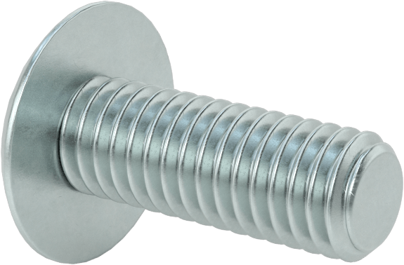 Çelik Ekstra Geniş Bombe Başlı Oluklu Vidalar, Çelik, 3/8"-16 Diş Boyutu, 1" Uzunluk