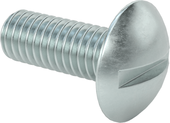 Çelik Ekstra Geniş Bombe Başlı Oluklu Vidalar, Çelik, 3/8"-16 Diş Boyutu, 1" Uzunluk