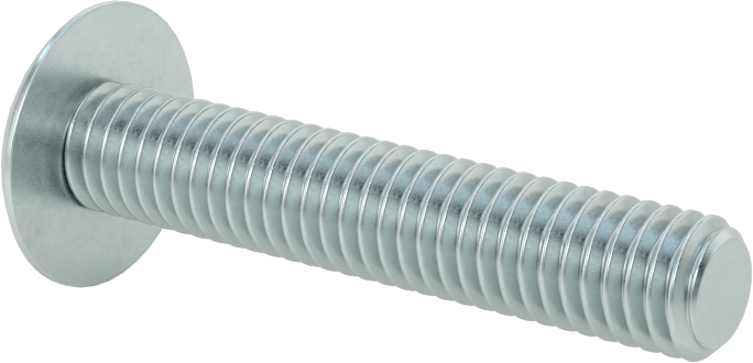Çelik Ekstra Geniş Bombe Başlı Oluklu Vidalar, Çelik, 3/8"-16 Diş Boyutu, 2" Uzunluk