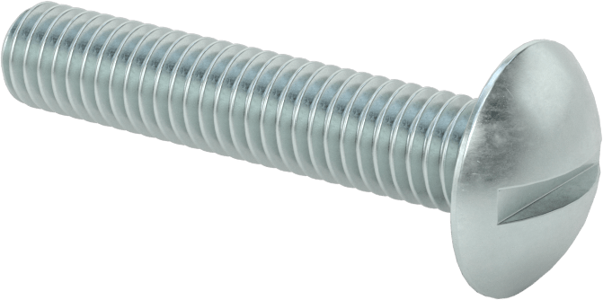 Çelik Ekstra Geniş Bombe Başlı Oluklu Vidalar, Çelik, 3/8"-16 Diş Boyutu, 2" Uzunluk
