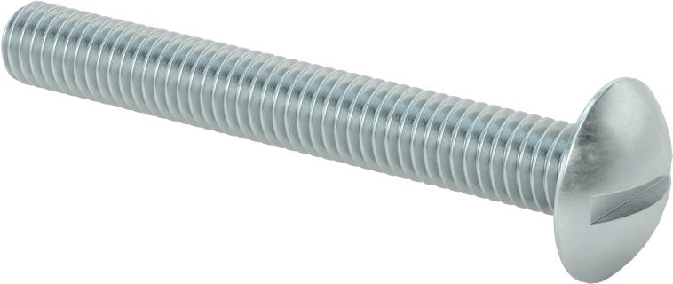 Çelik Ekstra Geniş Bombe Başlı Oluklu Vidalar, Çelik, 3/8"-16 Diş Boyutu, 3" Uzunluk