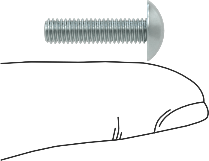 Çelik Ekstra Geniş Bombe Başlı Oluklu Vidalar, Çelik, 10-32 Diş Boyutu, 3/4" Uzunluk