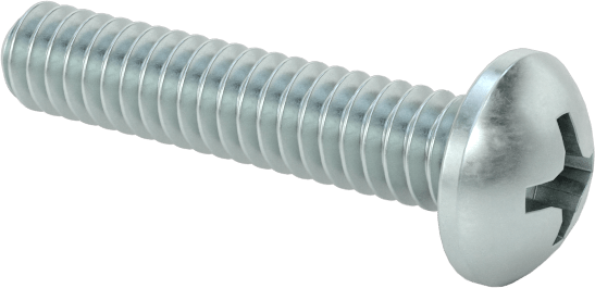 Çinko Kaplamalı Çelik Silindir Başlı Phillips Vida, 3-48 Diş, 1/2" Uzunluk