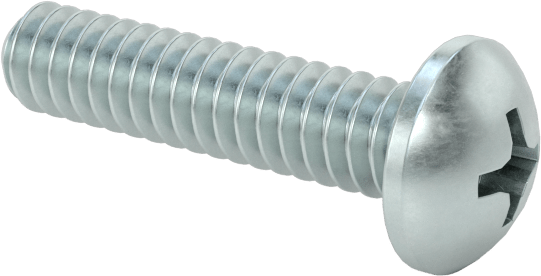 Çinko Kaplamalı Çelik Silindir Başlı Phillips Vida, 4-40 Diş, 1/2" Uzunluk