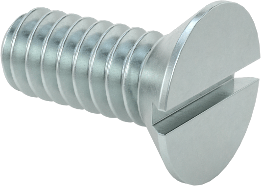 Çinko Kaplı Çelik Oluklu Düz Başlı Vidalar, 3-48 Diş Boyutu, 1/4" Uzunluk