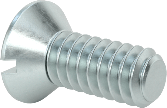 Çinko Kaplı Çelik Oluklu Düz Başlı Vidalar, 3-48 Diş Boyutu, 1/4" Uzunluk