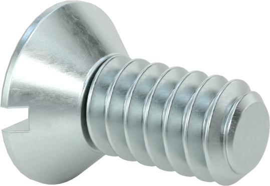 Çinko Kaplı Çelik Oluklu Düz Başlı Vidalar, 4-40 Diş Boyutu, 1/4" Uzunluk