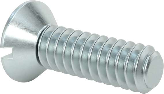Çinko Kaplı Çelik Oluklu Düz Başlı Vidalar, 4-40 Diş Boyutu, 3/8" Uzunluk