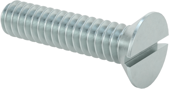 Çinko Kaplı Çelik Oluklu Düz Başlı Vidalar, 4-40 Diş Boyutu, 1/2" Uzunluk