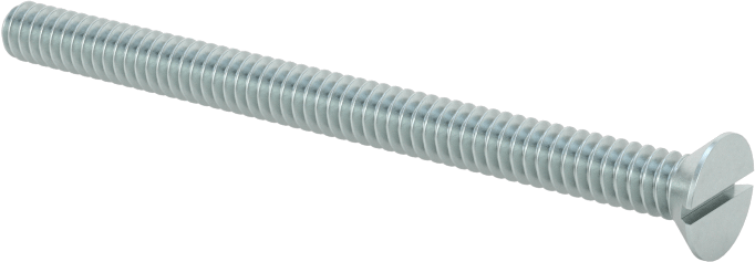 Çinko Kaplı Çelik Oluklu Düz Başlı Vidalar, 4-40 Diş Boyutu, 1-1/2" Uzunluk