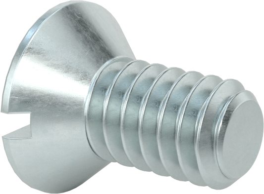 Çinko Kaplı Çelik Oluklu Düz Başlı Vidalar, 5-40 Diş Boyutu, 1/4" Uzunluk