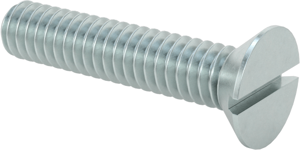 Çinko Kaplı Çelik Oluklu Düz Başlı Vidalar, 5-40 Diş Boyutu, 5/8" Uzunluk