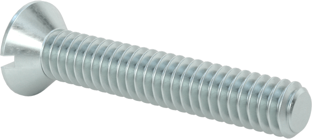 Çinko Kaplı Çelik Oluklu Düz Başlı Vidalar, 5-40 Diş Boyutu, 3/4" Uzunluk