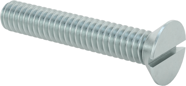 Çinko Kaplı Çelik Oluklu Düz Başlı Vidalar, 5-40 Diş Boyutu, 3/4" Uzunluk