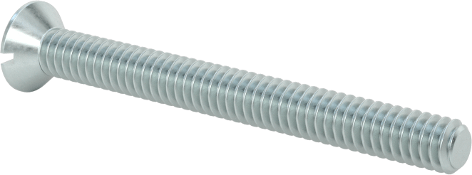 Çinko Kaplı Çelik Oluklu Düz Başlı Vidalar, 5-40 Diş Boyutu, 1-1/4" Uzunluk