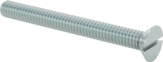 Çinko Kaplı Çelik Oluklu Düz Başlı Vidalar, 5-40 Diş Boyutu, 1-1/4" Uzunluk