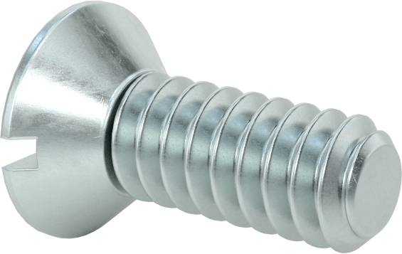 Çinko Kaplı Çelik Oluklu Düz Başlı Vidalar, 6-32 Diş Boyutu, 3/8" Uzunluk