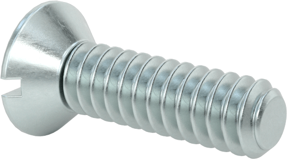 Çinko Kaplı Çelik Oluklu Düz Başlı Vidalar, 6-32 Diş Boyutu, 1/2" Uzunluk